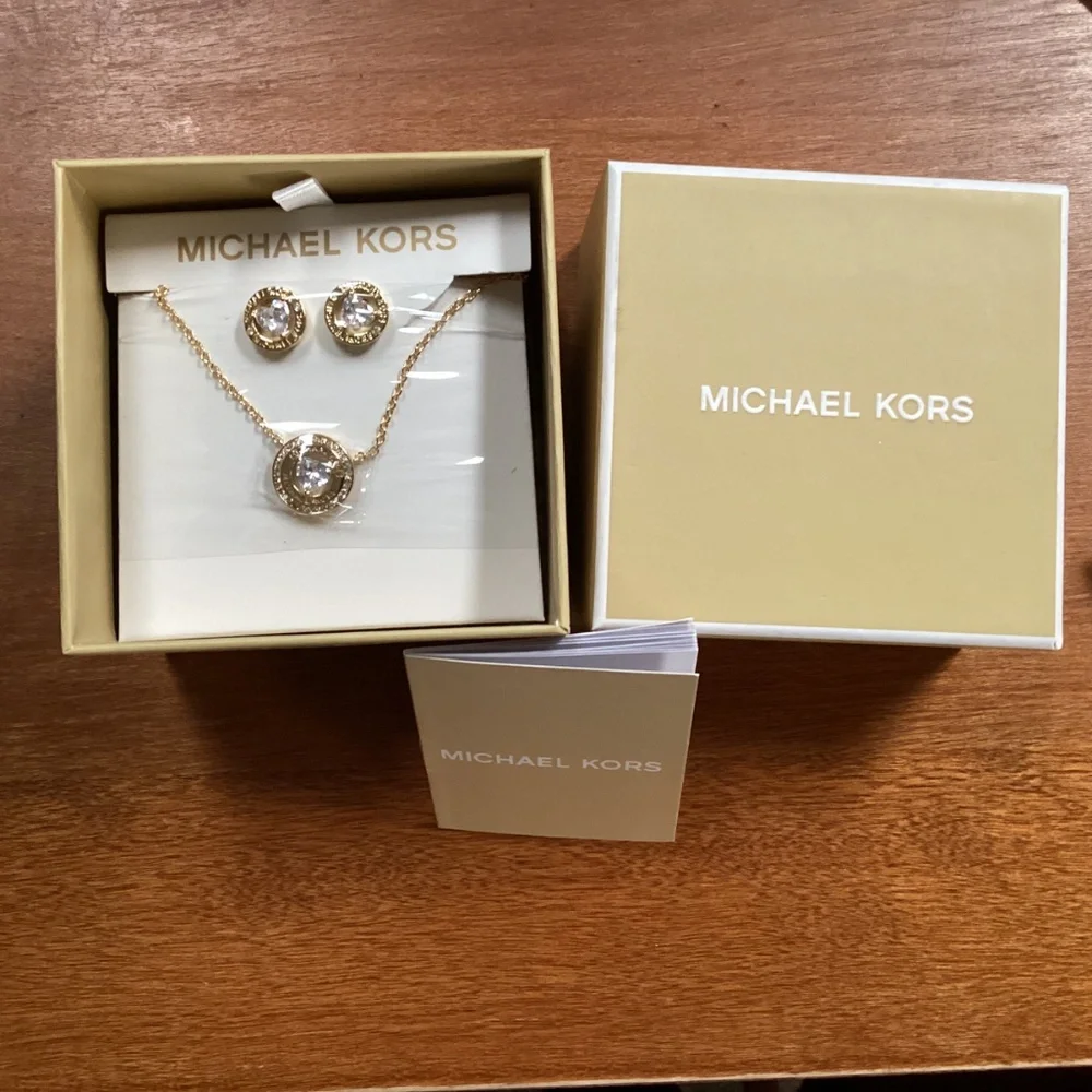 Michael Kors Jewelry Set Necklace and Earrings New in Box